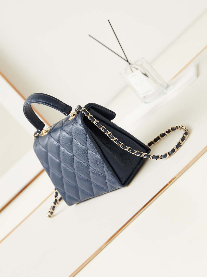 Chanel AS4711  Kelly Bag Calfskin gold tone metal Navy Blue