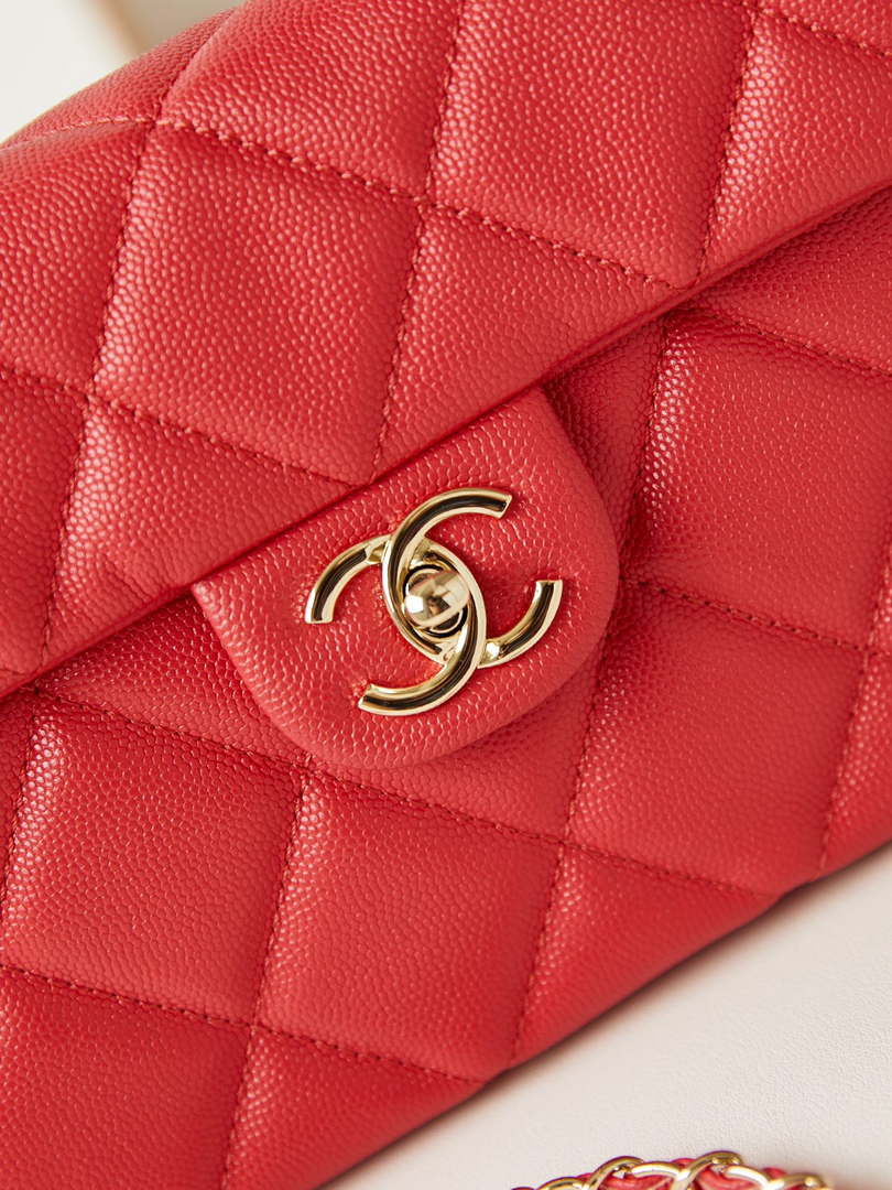 Chanel AS4711  Kelly Bag Calfskin gold tone metal Red