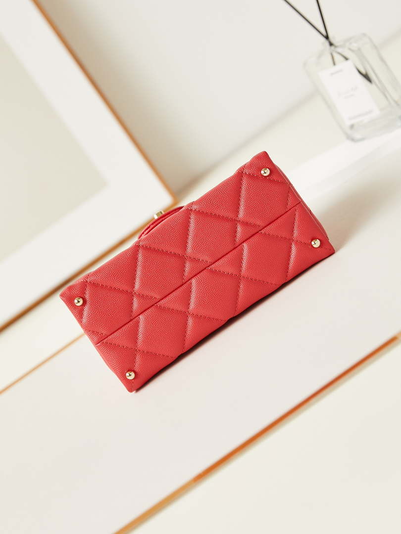 Chanel AS4711  Kelly Bag Calfskin gold tone metal Red