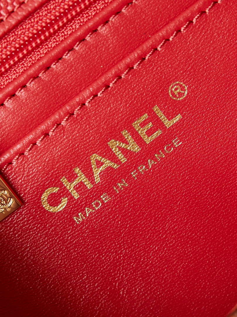 Chanel AS4711  Kelly Bag Calfskin gold tone metal Red