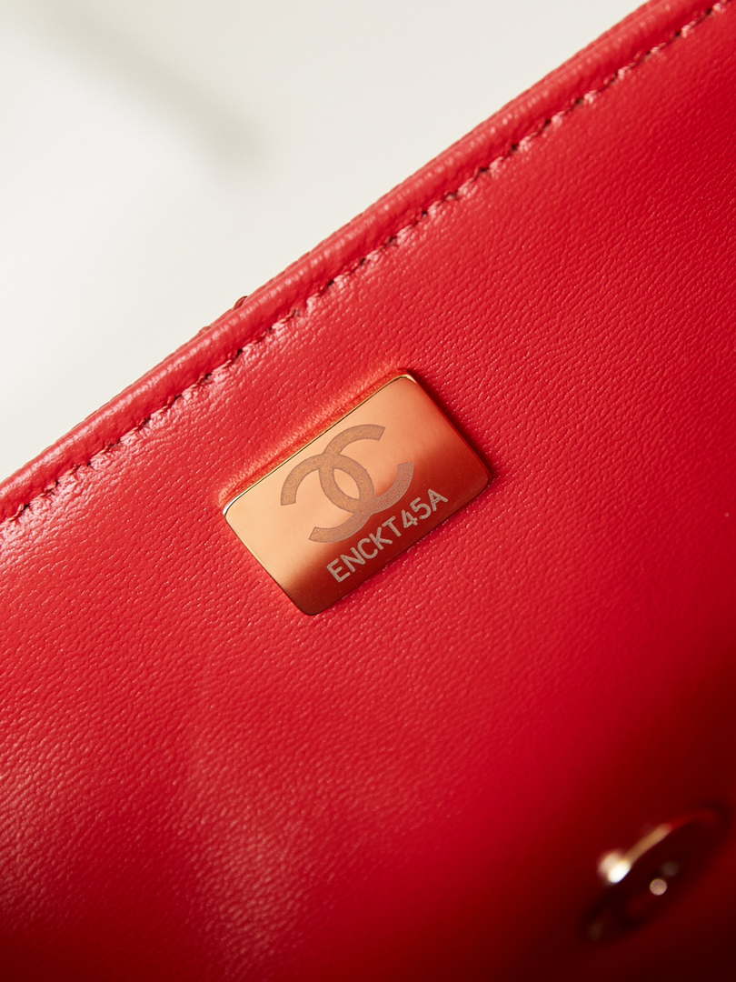 Chanel AS4711  Kelly Bag Calfskin gold tone metal Red