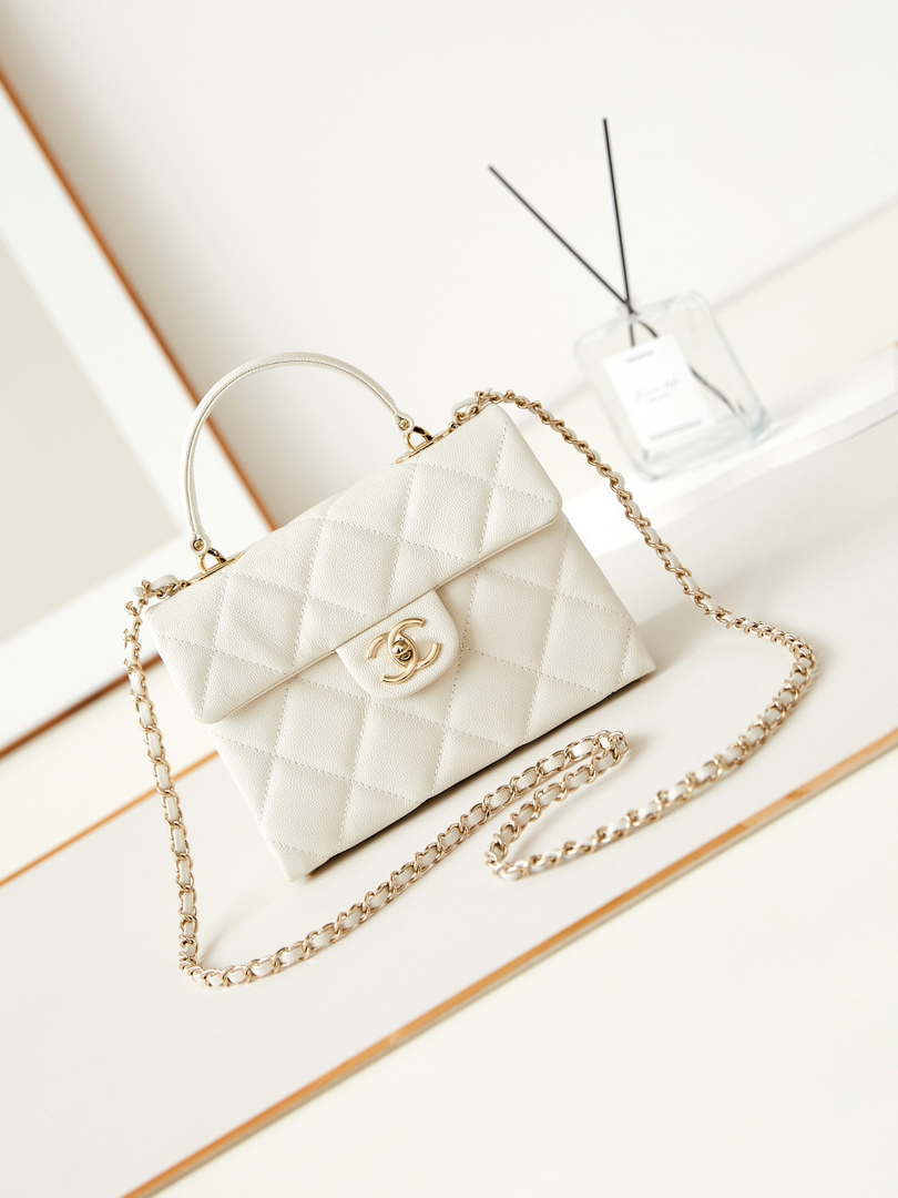 Chanel AS4711  Kelly Bag Calfskin gold tone metal White - Default Title - View 1