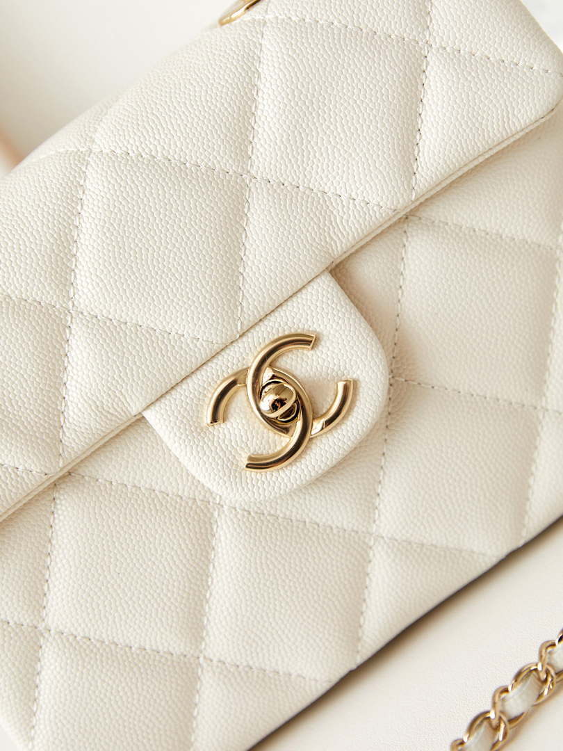 Chanel AS4711  Kelly Bag Calfskin gold tone metal White