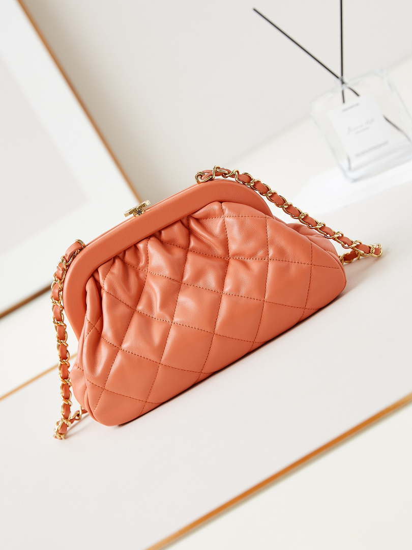 Chanel AS4717 Clutch Lambskin Orange