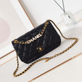 Chanel AS4740 Small Flap Bag Lambskin Lacquer & Gold-Tone Metal Black - Default Title - View 1