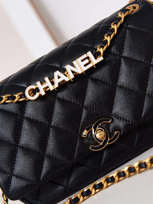 Chanel AS4740 Small Flap Bag Lambskin Lacquer & Gold-Tone Metal Black - Default Title - View 2