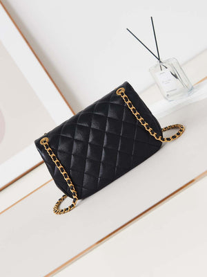 Chanel AS4740 Small Flap Bag Lambskin Lacquer & Gold-Tone Metal Black - Default Title - View 5