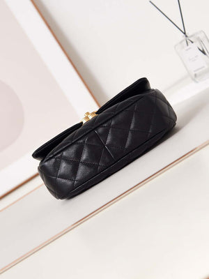 Chanel AS4740 Small Flap Bag Lambskin Lacquer & Gold-Tone Metal Black - Default Title - View 7