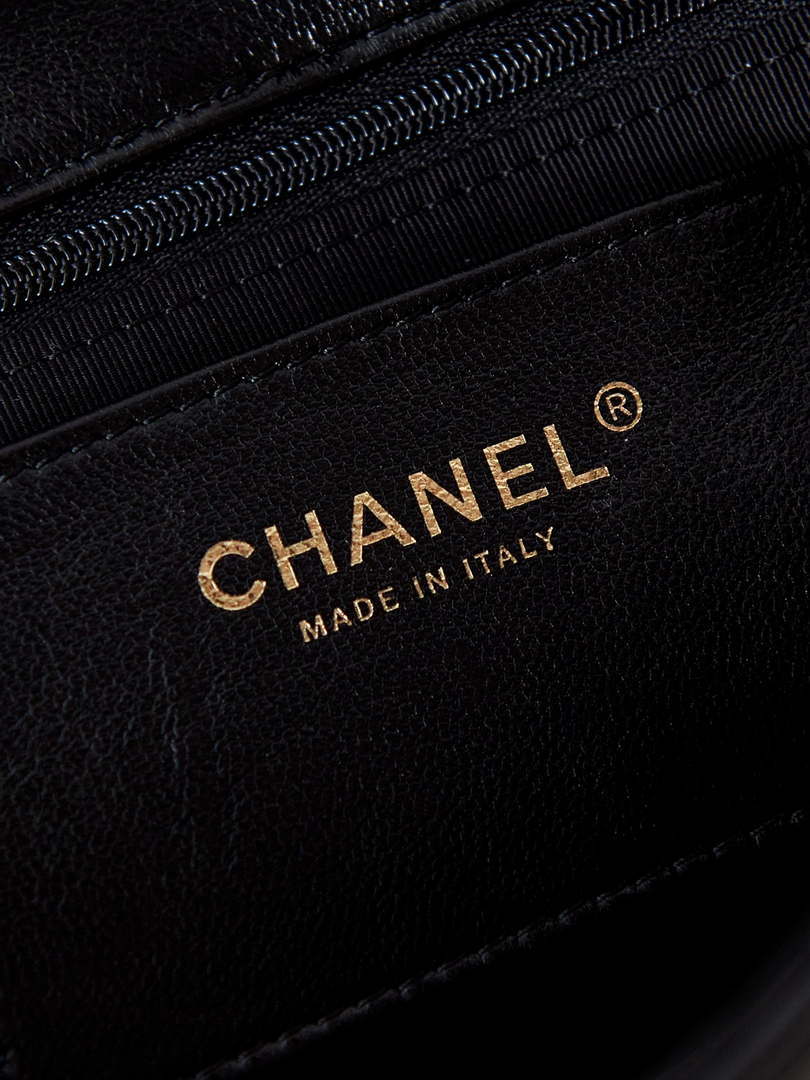 Chanel AS4740 Small Flap Bag Lambskin Lacquer & Gold-Tone Metal Black