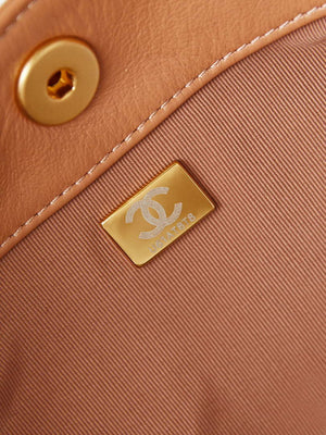 Chanel AS4743 Hobo Handbag Shiny Calfskin & Gold-Tone Metal Camel - Default Title - View 9