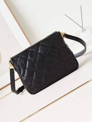 Chanel AS4743 Hobo Handbag Shiny Calfskin & Gold-Tone Metal Black - Default Title - View 5