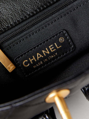 Chanel AS4743 Hobo Handbag Shiny Calfskin & Gold-Tone Metal Black - Default Title - View 8