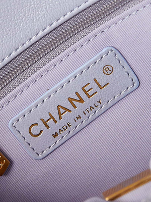 Chanel AS4743 Hobo Handbag Shiny Calfskin & Gold-Tone Metal Light Purple - Default Title - View 8