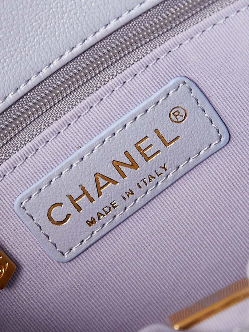 Chanel AS4743 Hobo Handbag Shiny Calfskin & Gold-Tone Metal Light Purple - Default Title - View 8