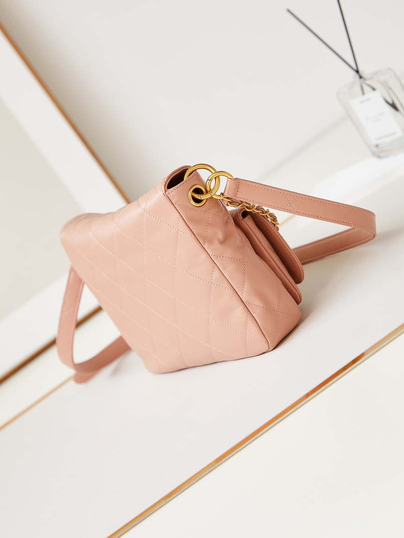 Chanel AS4743 Hobo Handbag Shiny Calfskin & Gold-Tone Metal Pink - Default Title - View 5