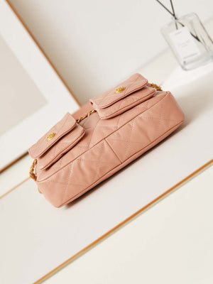 Chanel AS4743 Hobo Handbag Shiny Calfskin & Gold-Tone Metal Pink - Default Title - View 6