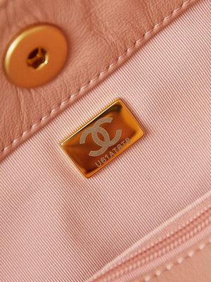 Chanel AS4743 Hobo Handbag Shiny Calfskin & Gold-Tone Metal Pink - Default Title - View 9