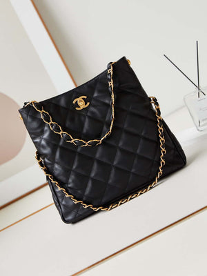 Chanel AS4754 24P New Hobo Bag Black Lambskin - Default Title - View 1
