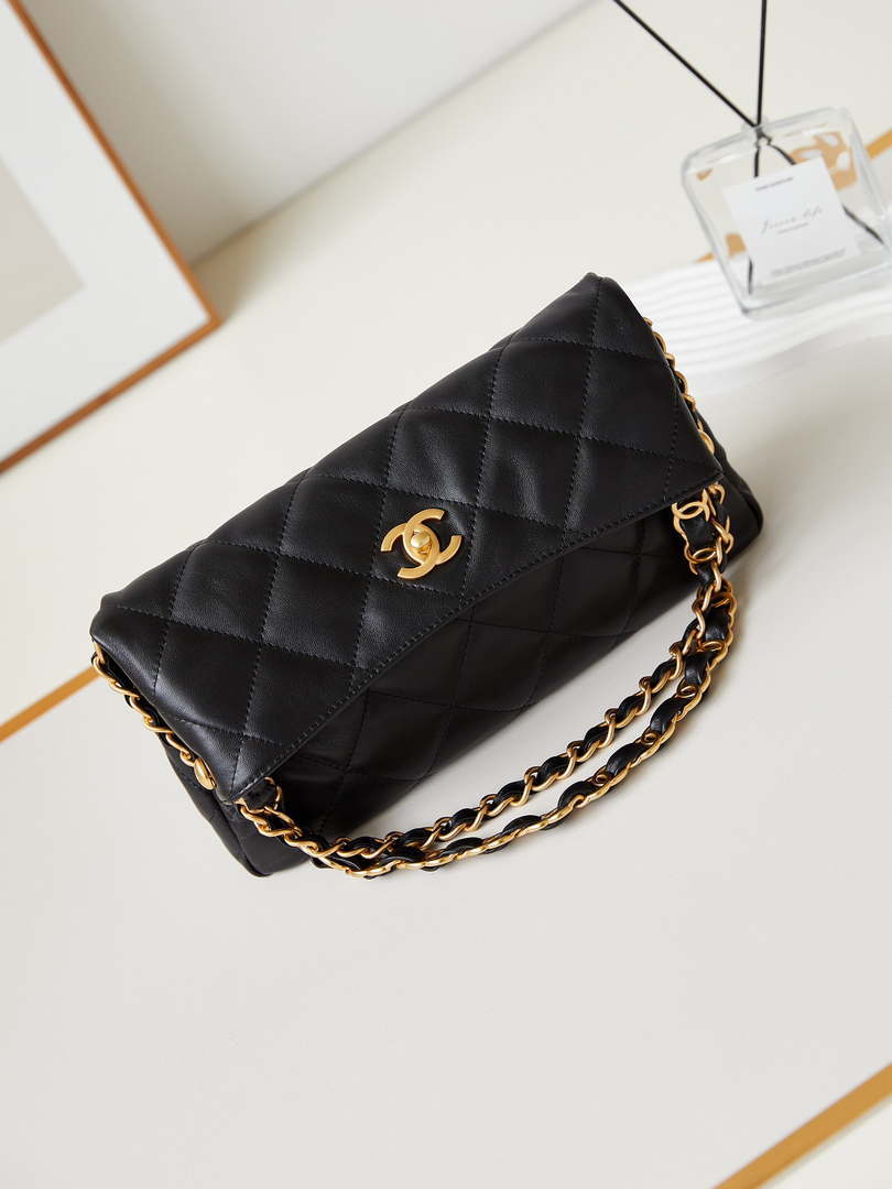Chanel AS4754 24P New Hobo Bag Black Lambskin