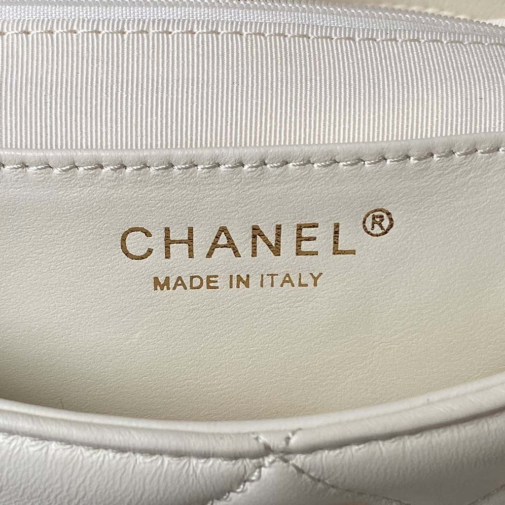 Chanel AS4754 24P New Hobo Bag White Lambskin