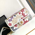 Chanel AS4773 Flap bag Lace Patchwork & Gold-Tone Metal White & Multicolor - Default Title - View 1