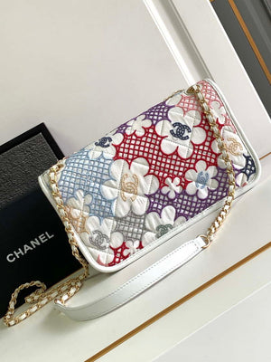 Chanel AS4773 Flap bag Lace Patchwork & Gold-Tone Metal White & Multicolor - Default Title - View 2