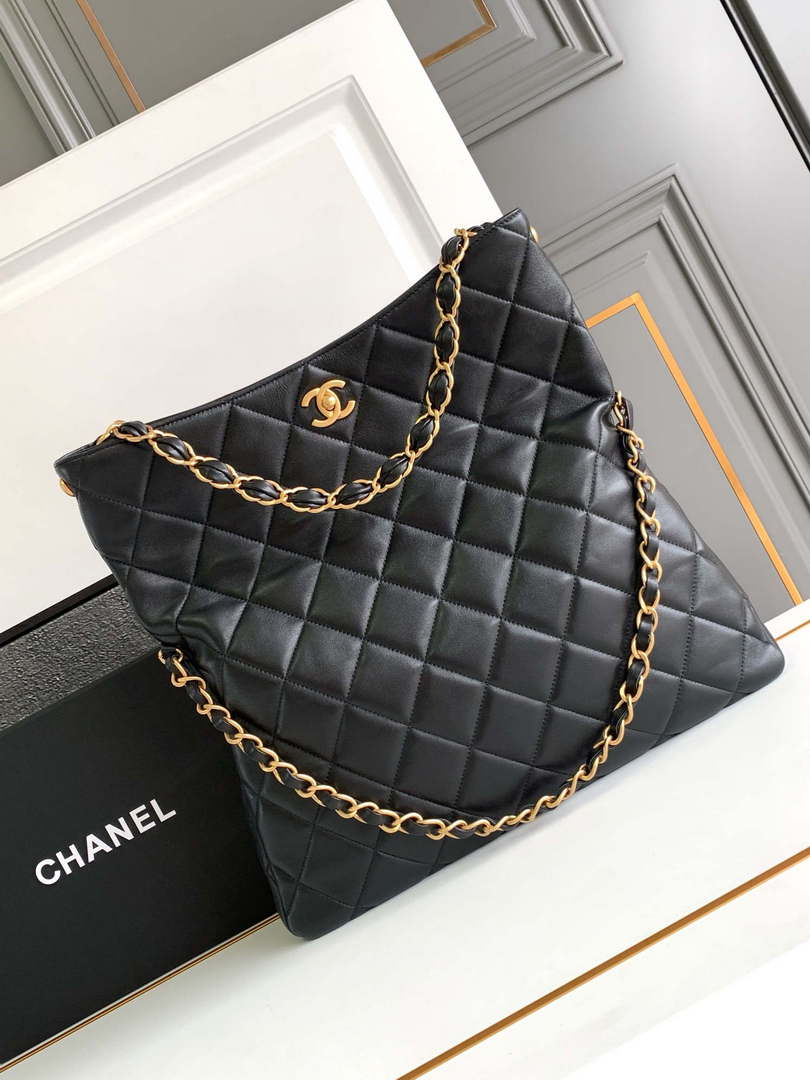 Chanel AS4777 24P New Hobo Bag Black Lambskin - Default Title - View 1