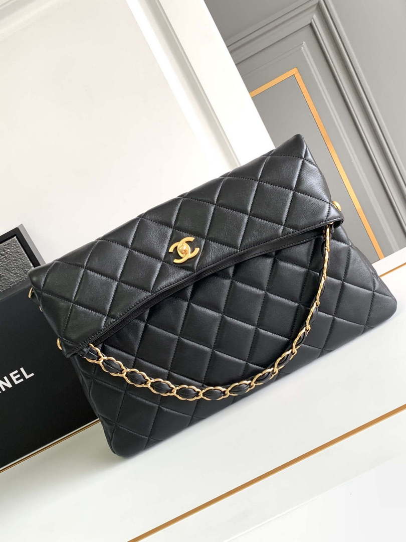 Chanel AS4777 24P New Hobo Bag Black Lambskin