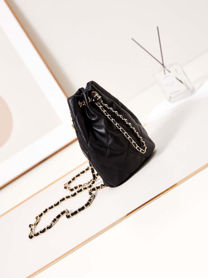 Chanel AS4810 Backpack Shiny Lambskin & Gold-Tone Metal Black