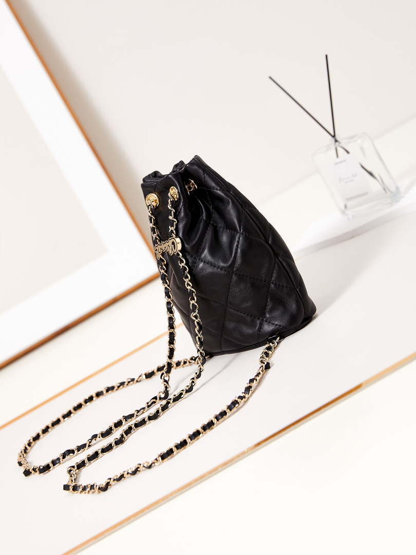 Chanel AS4810 Backpack Shiny Lambskin & Gold-Tone Metal Black - Default Title - View 4