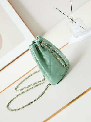 Chanel AS4810 Backpack Shiny Lambskin & Gold-Tone Metal Green - Default Title - View 3