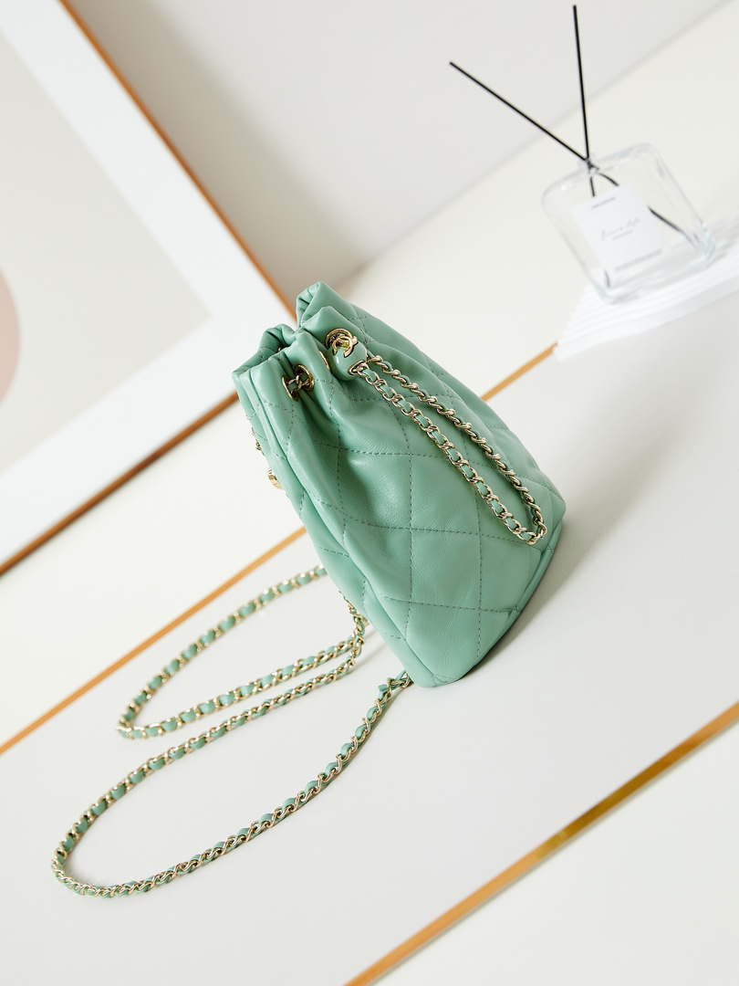 Chanel AS4810 Backpack Shiny Lambskin & Gold-Tone Metal Green