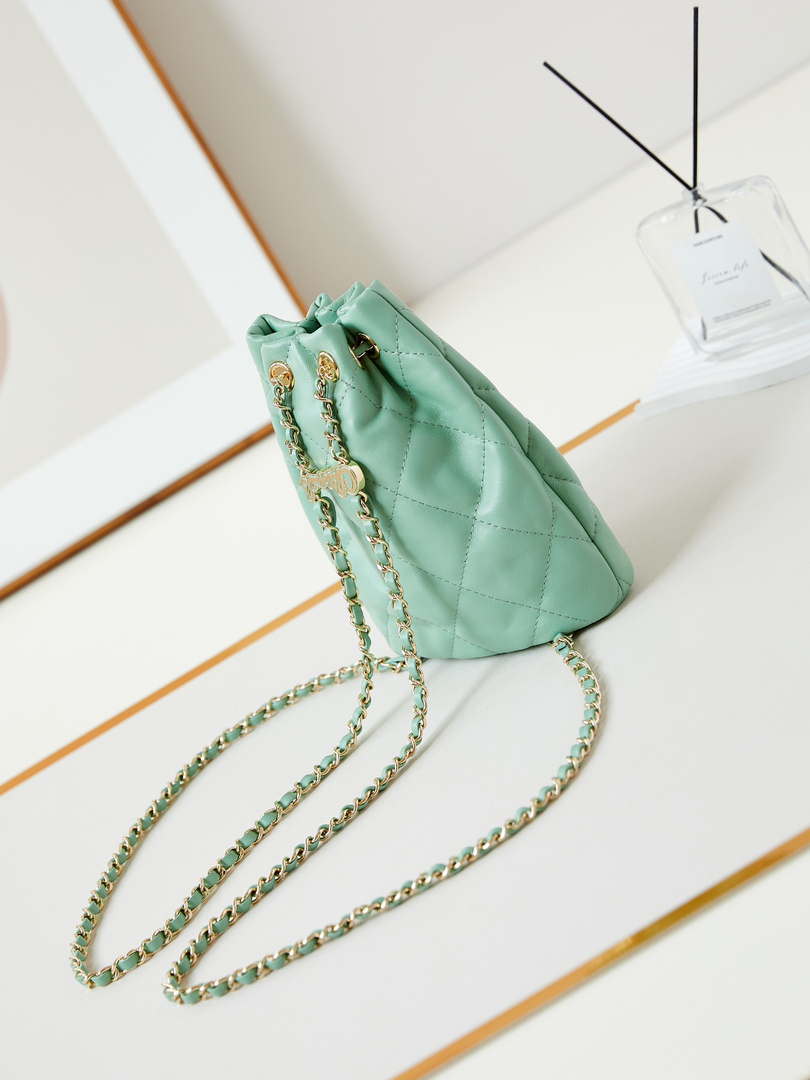 Chanel AS4810 Backpack Shiny Lambskin & Gold-Tone Metal Green - Default Title - View 4