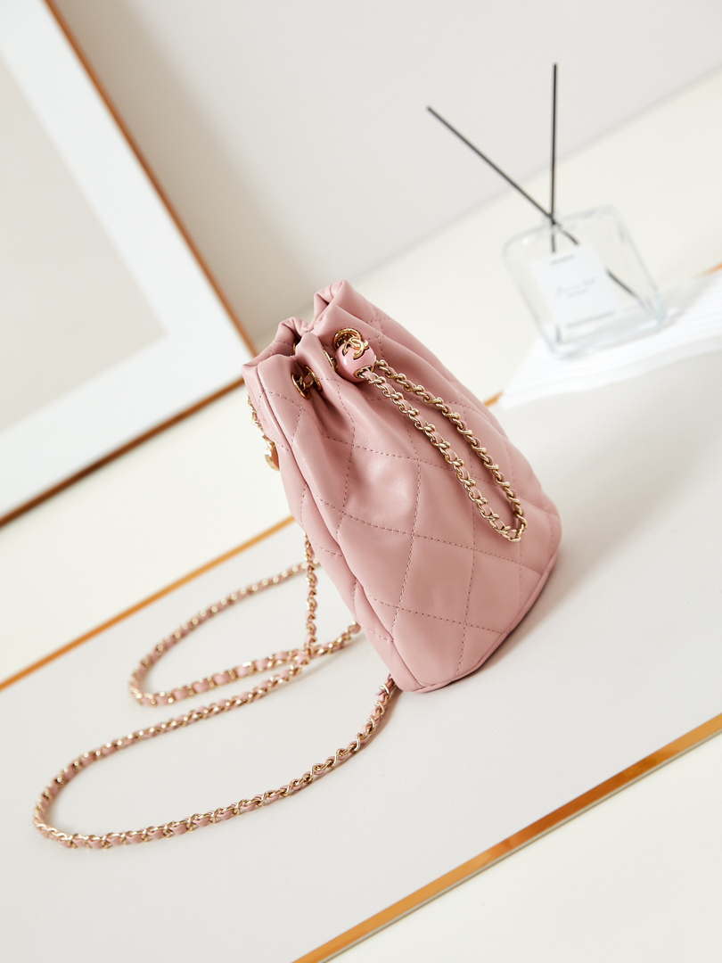 Chanel AS4810 Backpack Shiny Lambskin & Gold-Tone Metal Pink - Default Title - View 3