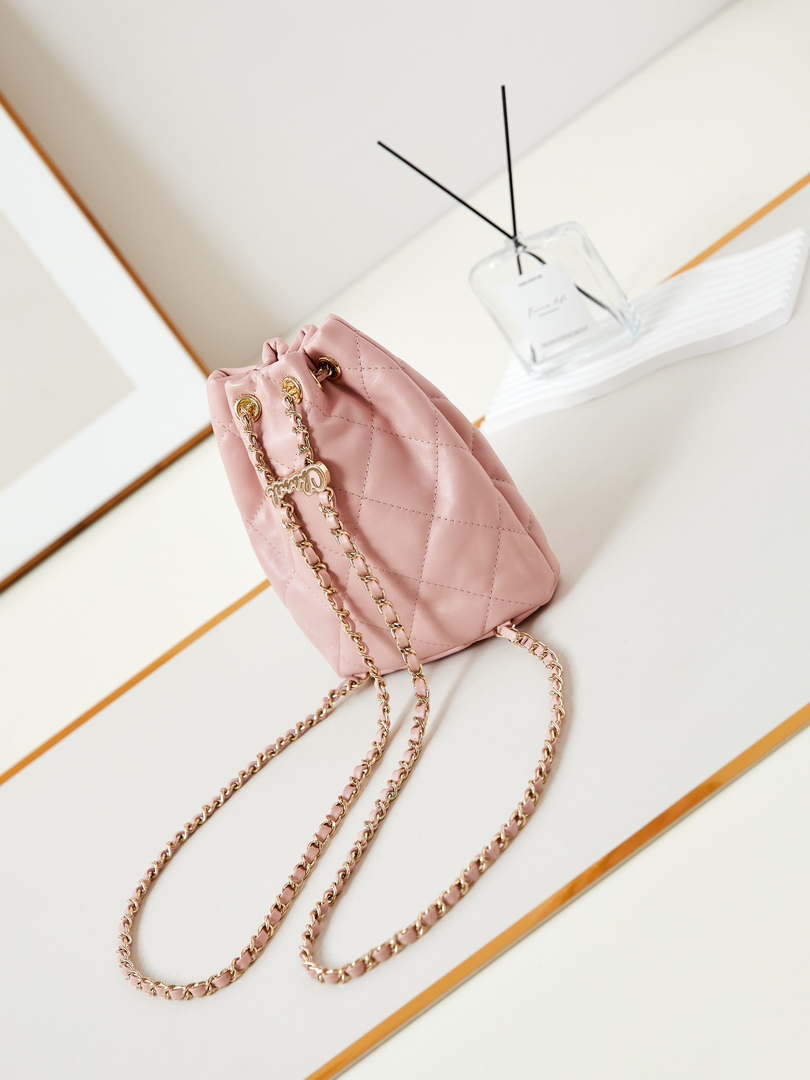 Chanel AS4810 Backpack Shiny Lambskin & Gold-Tone Metal Pink - Default Title - View 4