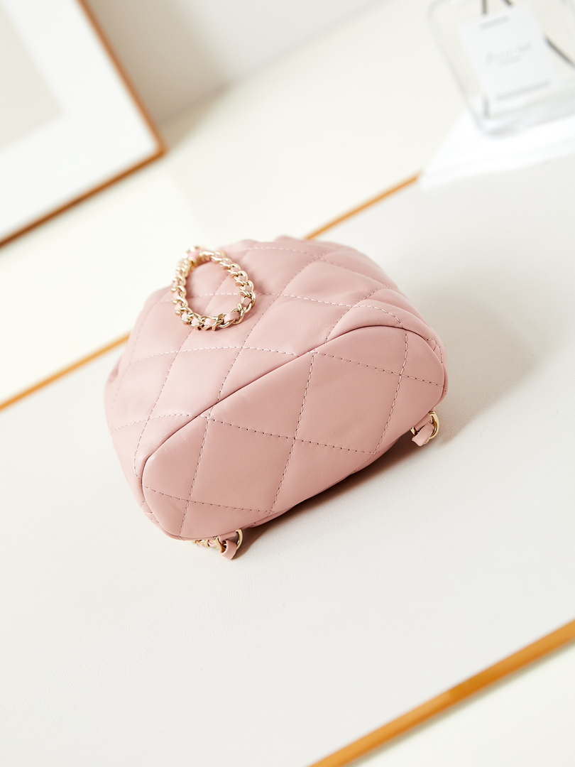 Chanel AS4810 Backpack Shiny Lambskin & Gold-Tone Metal Pink