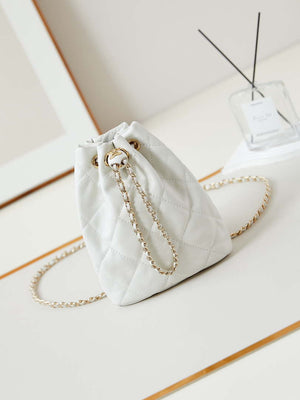 Chanel AS4810 Backpack Shiny Lambskin & Gold-Tone Metal White - Default Title - View 1