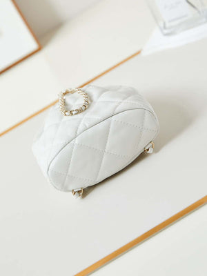 Chanel AS4810 Backpack Shiny Lambskin & Gold-Tone Metal White - Default Title - View 6