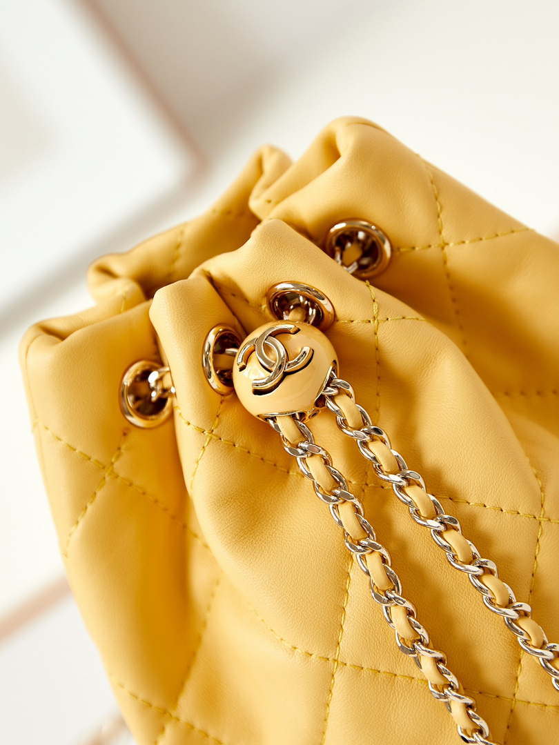 Chanel AS4810 Backpack Shiny Lambskin & Gold-Tone Metal Yellow - Default Title - View 2
