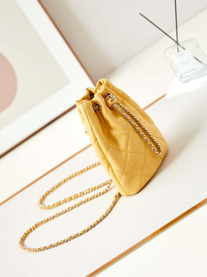 Chanel AS4810 Backpack Shiny Lambskin & Gold-Tone Metal Yellow - Default Title - View 3