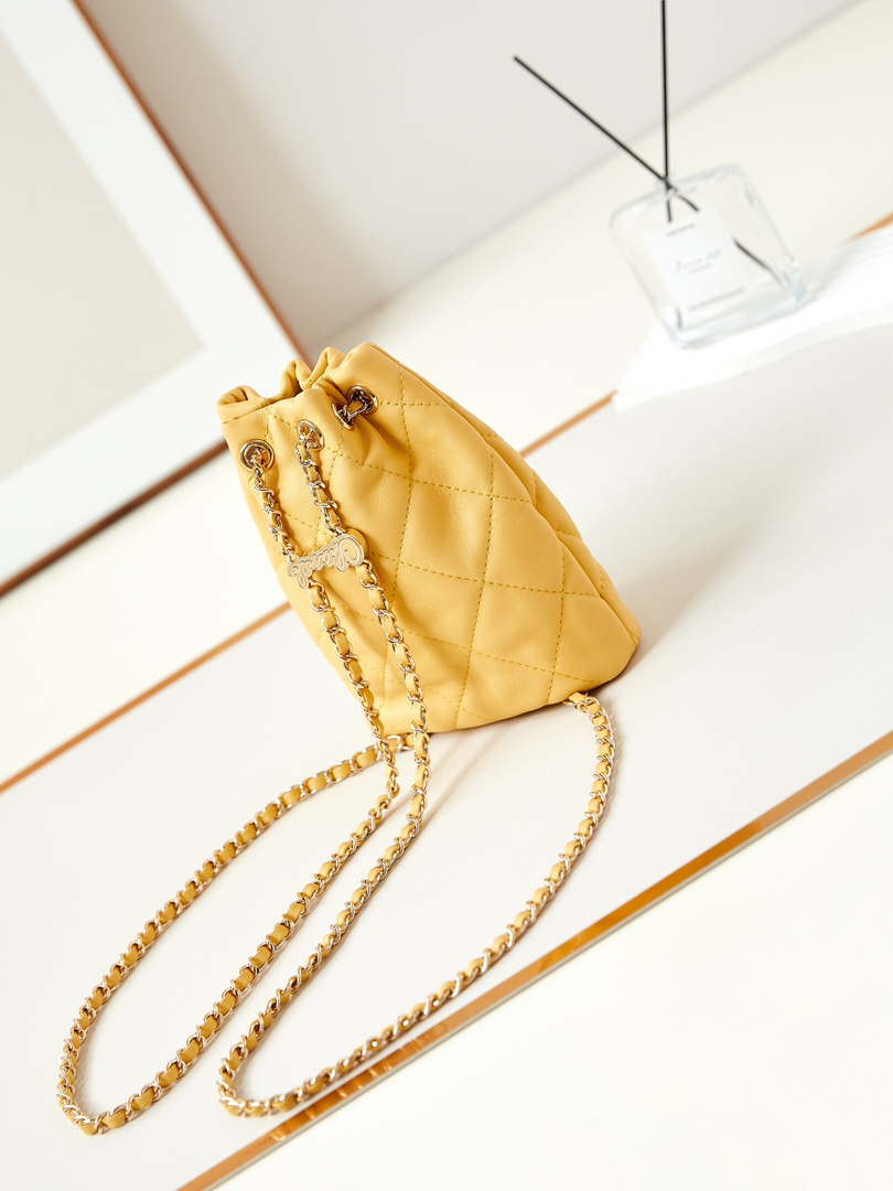 Chanel AS4810 Backpack Shiny Lambskin & Gold-Tone Metal Yellow - Default Title - View 4
