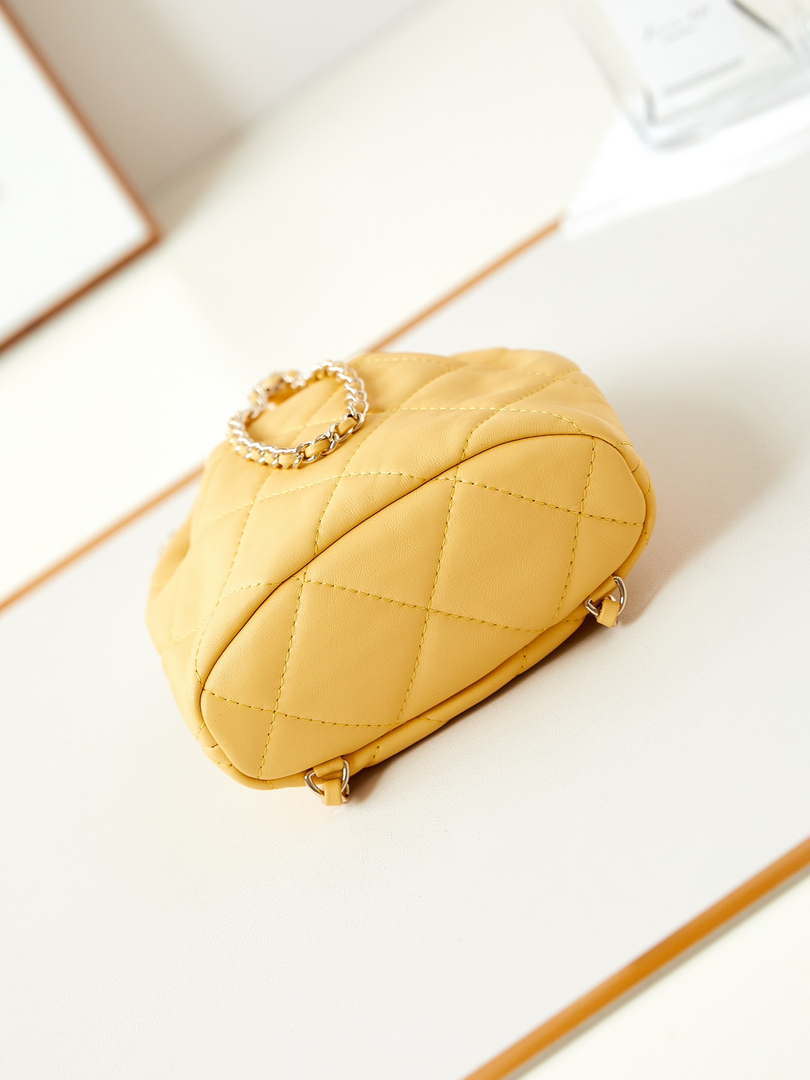 Chanel AS4810 Backpack Shiny Lambskin & Gold-Tone Metal Yellow
