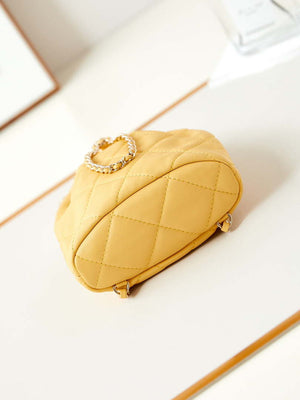 Chanel AS4810 Backpack Shiny Lambskin & Gold-Tone Metal Yellow - Default Title - View 6