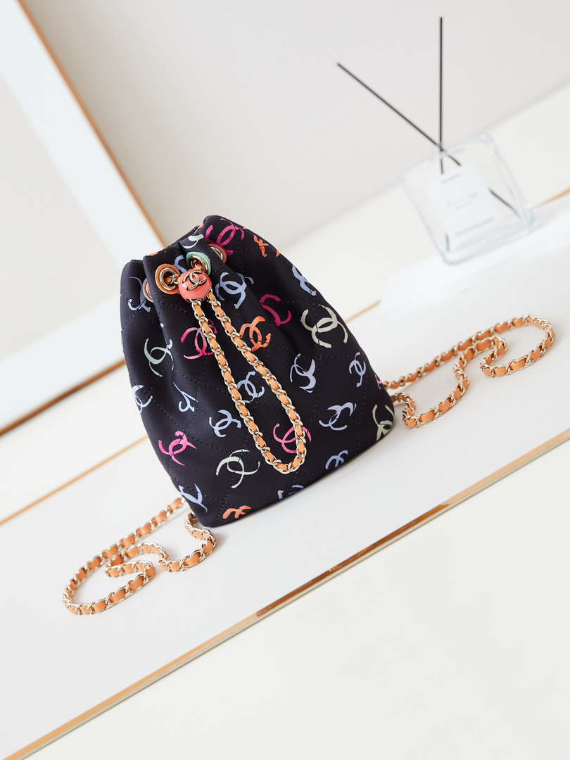 Chanel AS4810 Printed Fabric & Gold Metal Black & Multicolour - Default Title - View 1