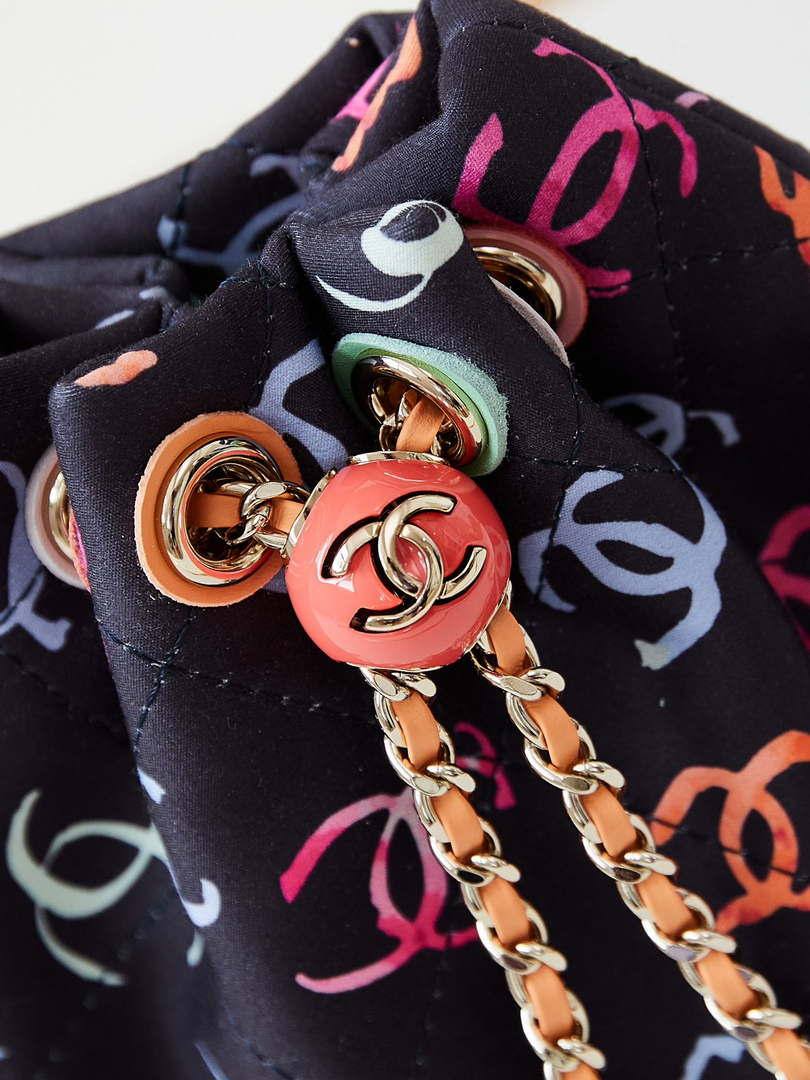 Chanel AS4810 Printed Fabric & Gold Metal Black & Multicolour - Default Title - View 2