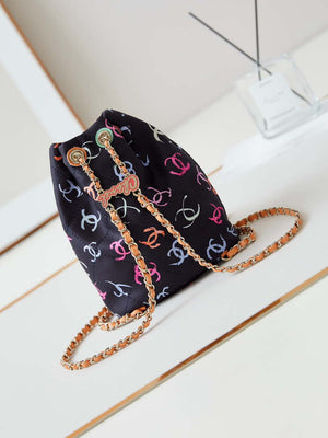 Chanel AS4810 Printed Fabric & Gold Metal Black & Multicolour - Default Title - View 5