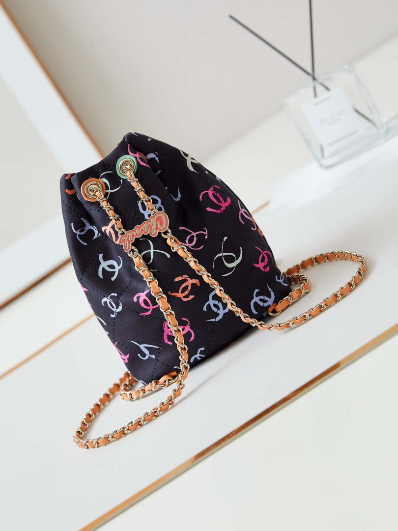 Chanel AS4810 Printed Fabric & Gold Metal Black & Multicolour - Default Title - View 5