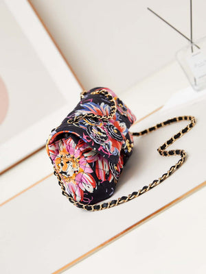 Chanel AS4842 Flap Printed Fabric & Gold Metal Black & Multicolour - Default Title - View 3