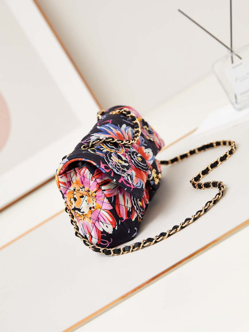 Chanel AS4842 Flap Printed Fabric & Gold Metal Black & Multicolour - Default Title - View 3