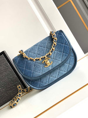 Chanel AS4845 Messenger Bag Denim Blue & Gold-Tone Metal - Default Title - View 1